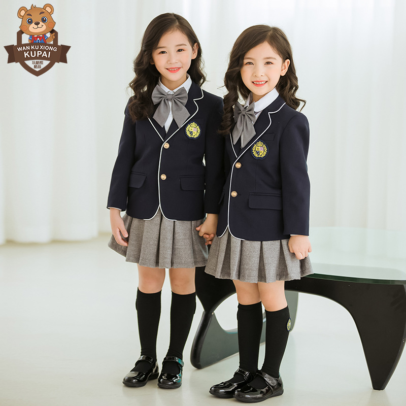 英伦风小学生校服西服三件套幼儿园园服春秋套装儿童定制班服 - 图2