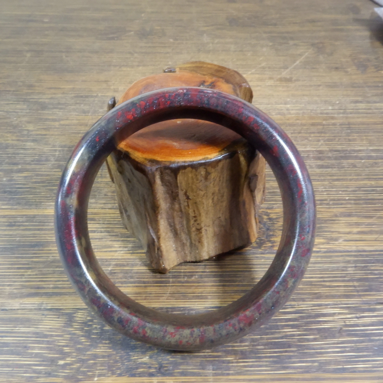 10376号 新疆哈密红伊丁陨石手镯 有磁性 圈口61mm