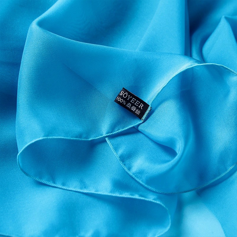 湖蓝色丝巾女春秋百搭2024新款真丝围巾100桑蚕丝真丝纱巾大披肩,淘宝优惠券,粉丝福利购,淘宝优惠卷