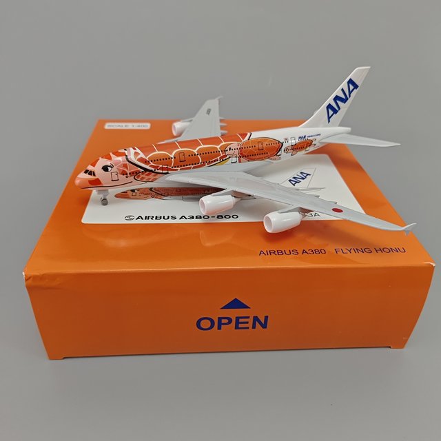 20cm Japanese ANA Airbus A380 Orange Turtle Alloy Simulated Aircraft Model