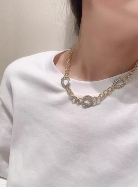 链子镶钻夸张奢华项链女W5