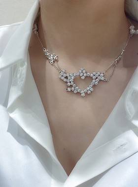 2件包邮 日韩爱心镶钻颈链轻奢高级ins冷淡风嘻哈百搭爆款项链WD