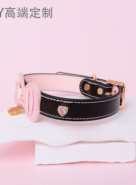 【BAY高端定制】蝴蝶结牛皮项圈骨头puppy女颈带K9定制choker