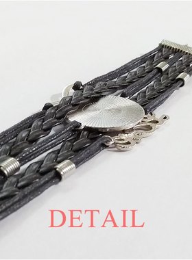 加纳国旗黑色永恒礼品皮革手链