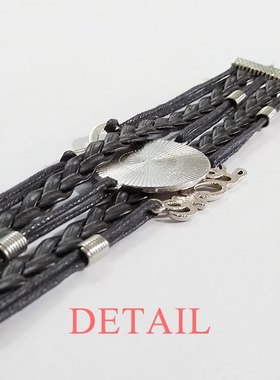 国旗象征符号黑色永恒皮革手链