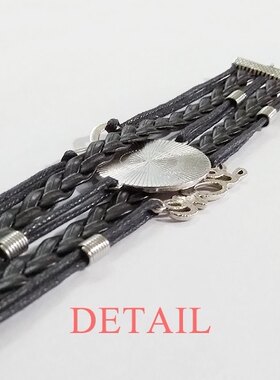 日本文字黑色永恒礼品皮革手链