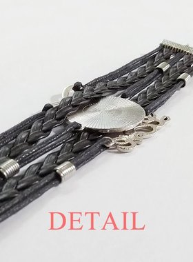 方块纹样黑色永恒礼品皮革手链