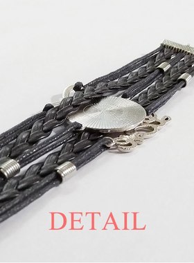 黑色动物永恒礼品皮革手链