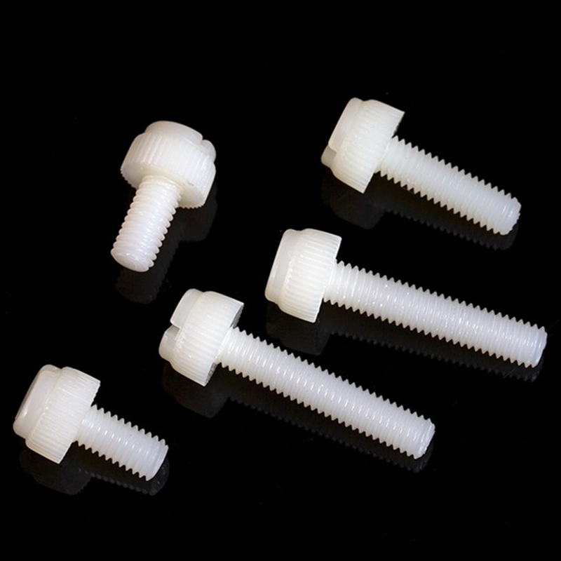 QD尼龙开槽滚花螺丝钉PA66塑料一字手拧滚花螺钉螺杆螺栓M3M4M5M6 - 图1