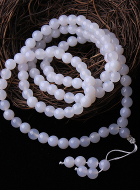 天然白玛瑙108颗多圈佛珠手串