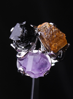 VIVIYEMAO BH021 一物一图 个性独特 天然水晶原石戒指指环奇石