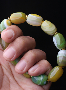 黄绿花玉髓玛瑙手链路路通