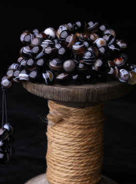 天然玛瑙手链天眼玛瑙108颗多圈佛珠手串男女款水晶佛珠念珠挂链