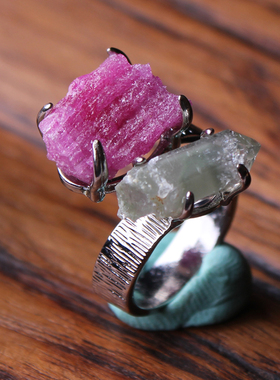 017一物一图个性独特天然水晶奇石戒指男女款指环随形原石矿标本