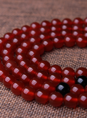 天然红玛瑙手链108颗多圈佛珠手串本命年红色玉髓念珠挂链