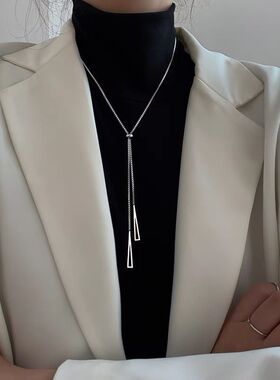秋冬毛衣链钛钢不掉色长款感百搭ins风轻奢小众双层项链吊坠