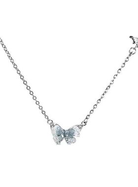 甜酷蝴蝶项链感冰晶锁骨链女珍珠钛钢渐变色掉色夏季锁骨链