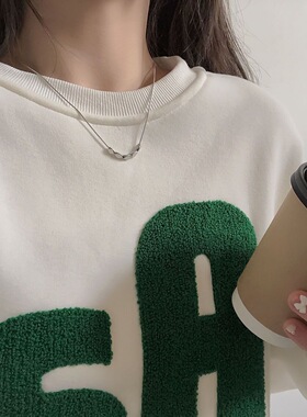 网红同款法式金色女不规则方糖钛钢项链轻奢时尚不掉色气质方块潮