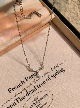 锆石蝴蝶流苏项链轻奢新款潮小众设计感颈链日韩气质钛钢锁骨链女