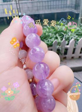 Big C原创 薰衣草+月光石蝴蝶结 双圈手串