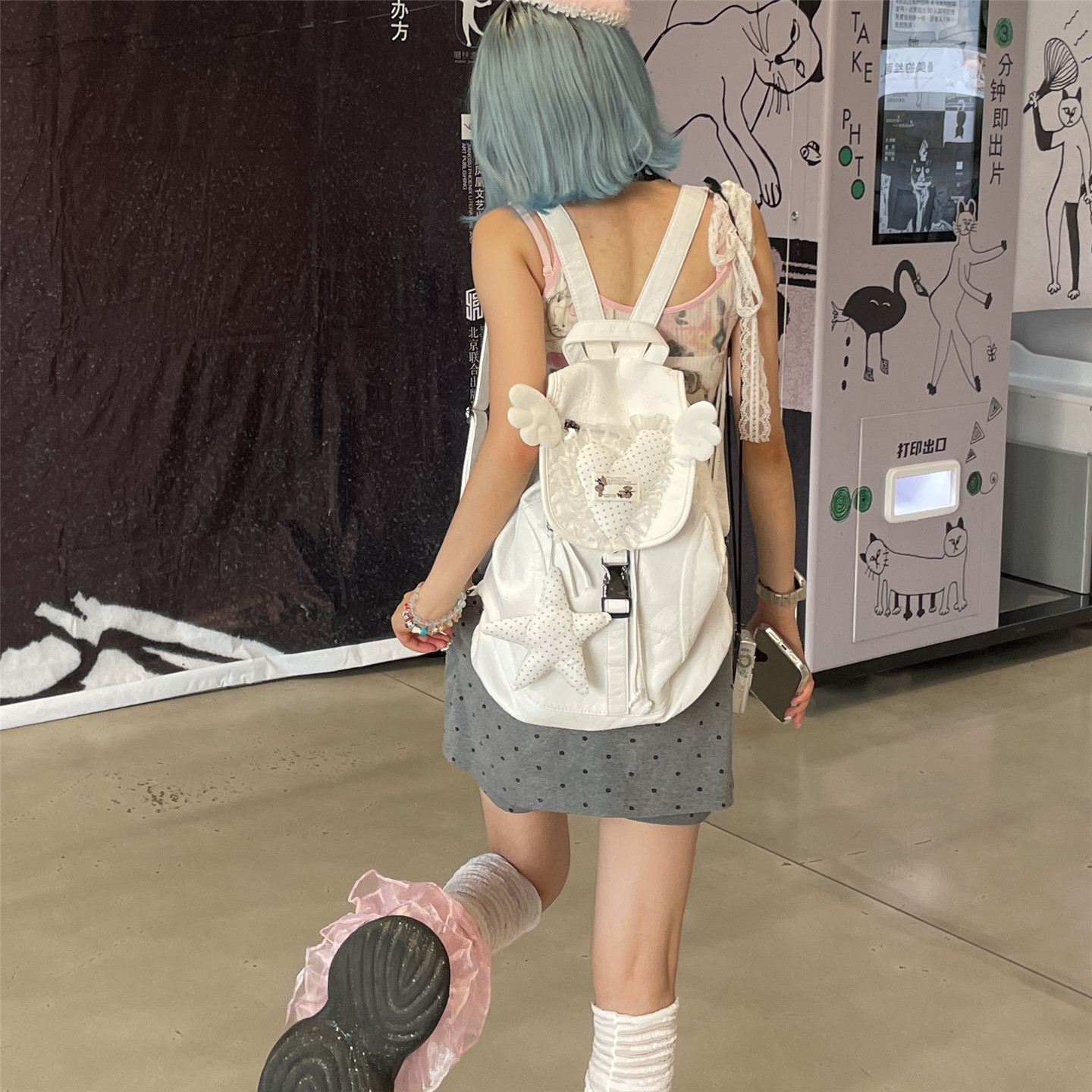 日光欲原创简约双肩包Y2K小众电脑书包手作通勤出街登山包小背包 - 图1