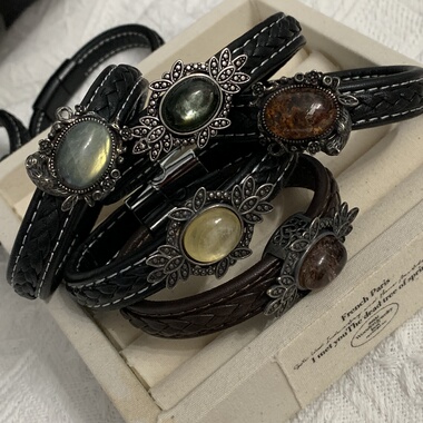 地脉拾光｜天然水晶手镯幽灵海蓝宝锂云母拉长石尼泊尔复古孤品女