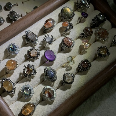 可爱猫咪天然水晶戒指女