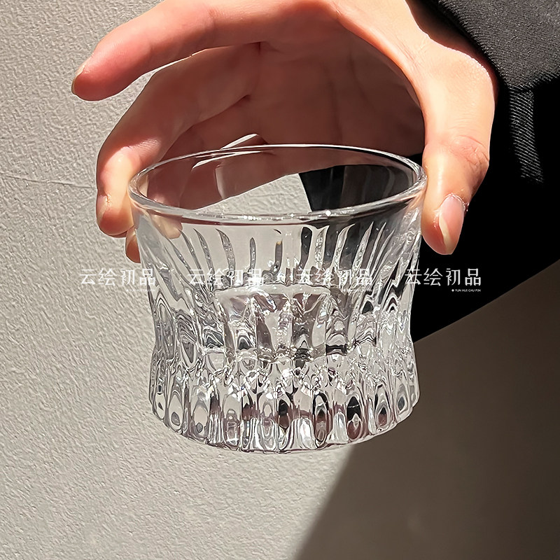 高颜值高级水晶钻纹杯家用聚会白酒烧酒威士忌玻璃小酒杯冷饮