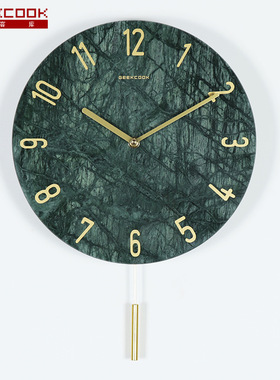 现代简约大理石挂钟:梦幻大理12寸 北欧创意家居装饰摆件