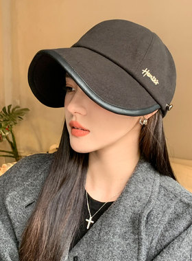 可挂口罩鸭舌帽女秋冬防风渔夫帽