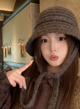 显脸小渔夫帽女秋冬防风护耳盆帽