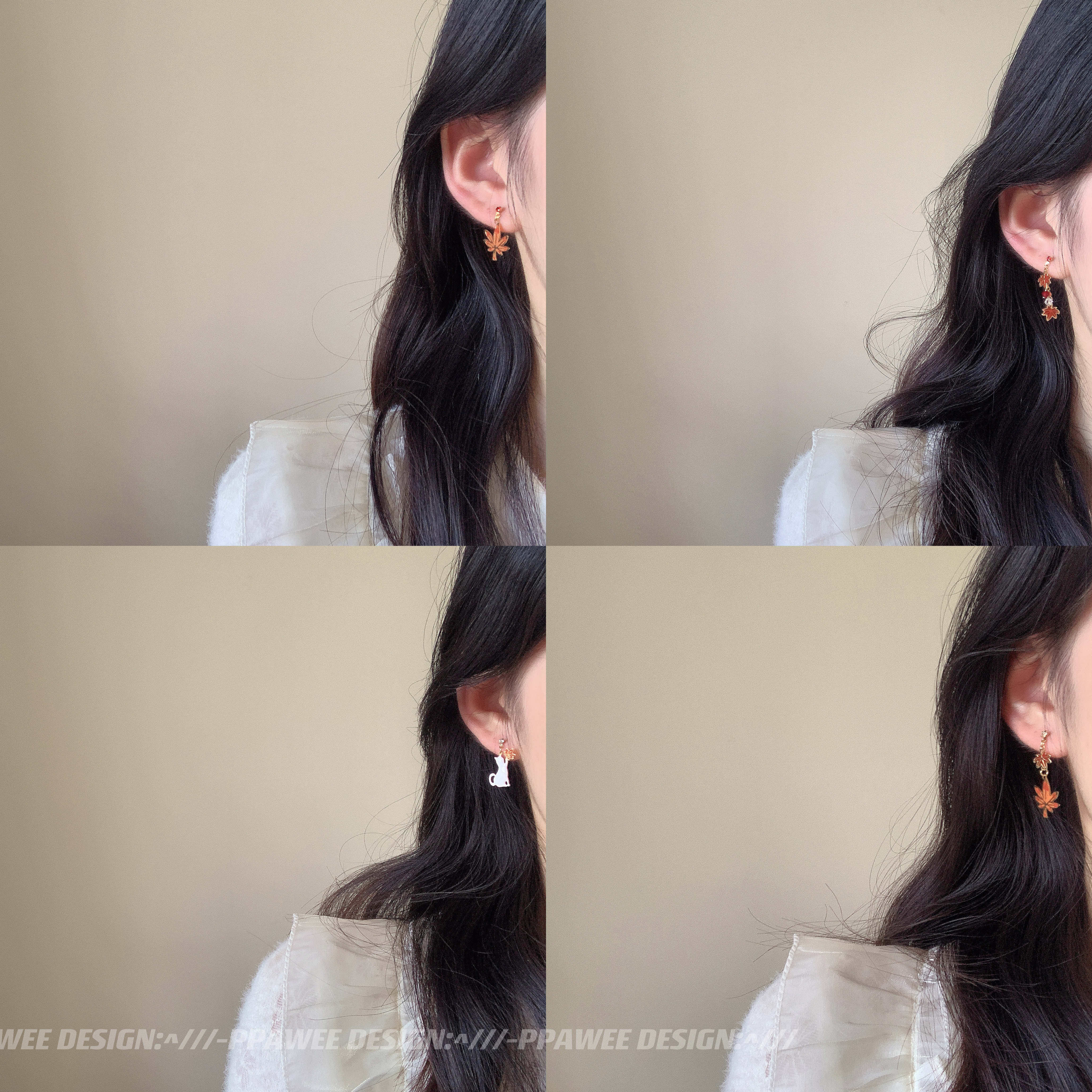 日系枫叶超仙耳饰秋冬不对称枫原万叶耳环猫咪耳钉银耳夹女无耳洞,淘宝优惠券,粉丝福利购,淘宝优惠卷