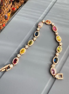 韩国豆家同款多巴胺彩色锆石韩系ins风精致高档高级感手链手饰女