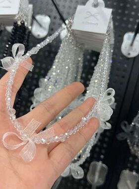 仙女风水晶串珠丝带蝴蝶结项链