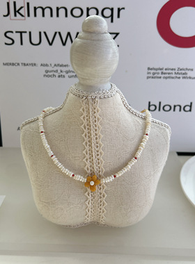 韩国进口新款发饰品时尚珍珠花朵甜美气质项链