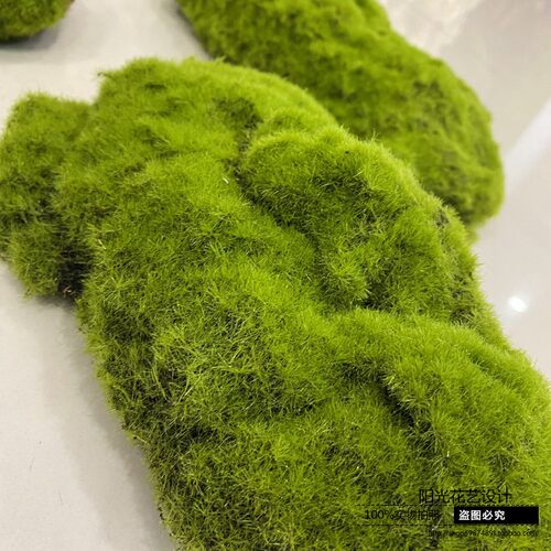 仿真苔藓块植毛石头大小搭配造景装饰青苔石青苔草坪植绒摆件软装 - 图2