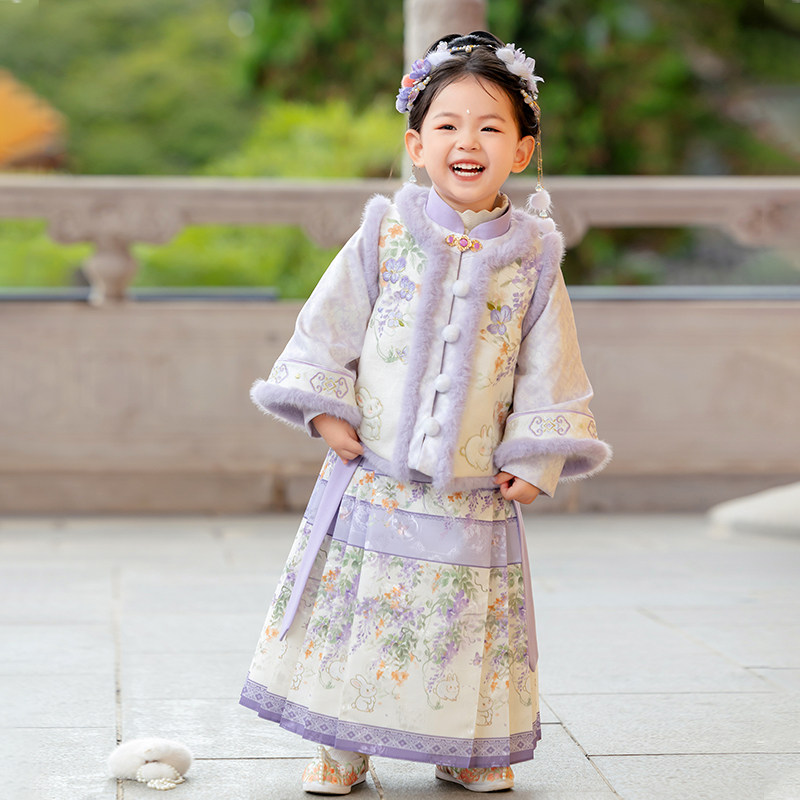 古月家【冬款反季清仓】汉服女童2026高端红色喜庆拜年服国风套装,淘宝优惠券,粉丝福利购,淘宝优惠卷