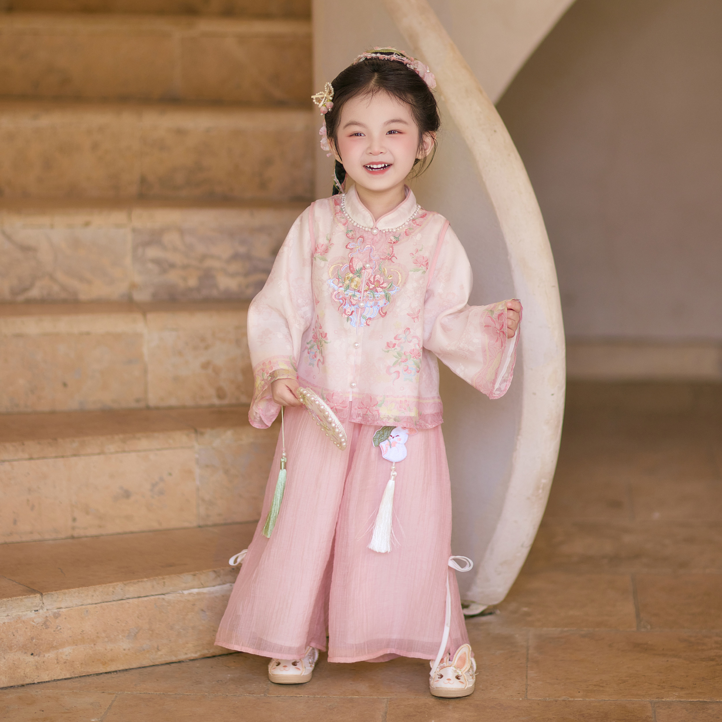 汉服女童2026春秋款儿童新中式裤子套装小女孩长袖国风套装两件套,淘宝优惠券,粉丝福利购,淘宝优惠卷