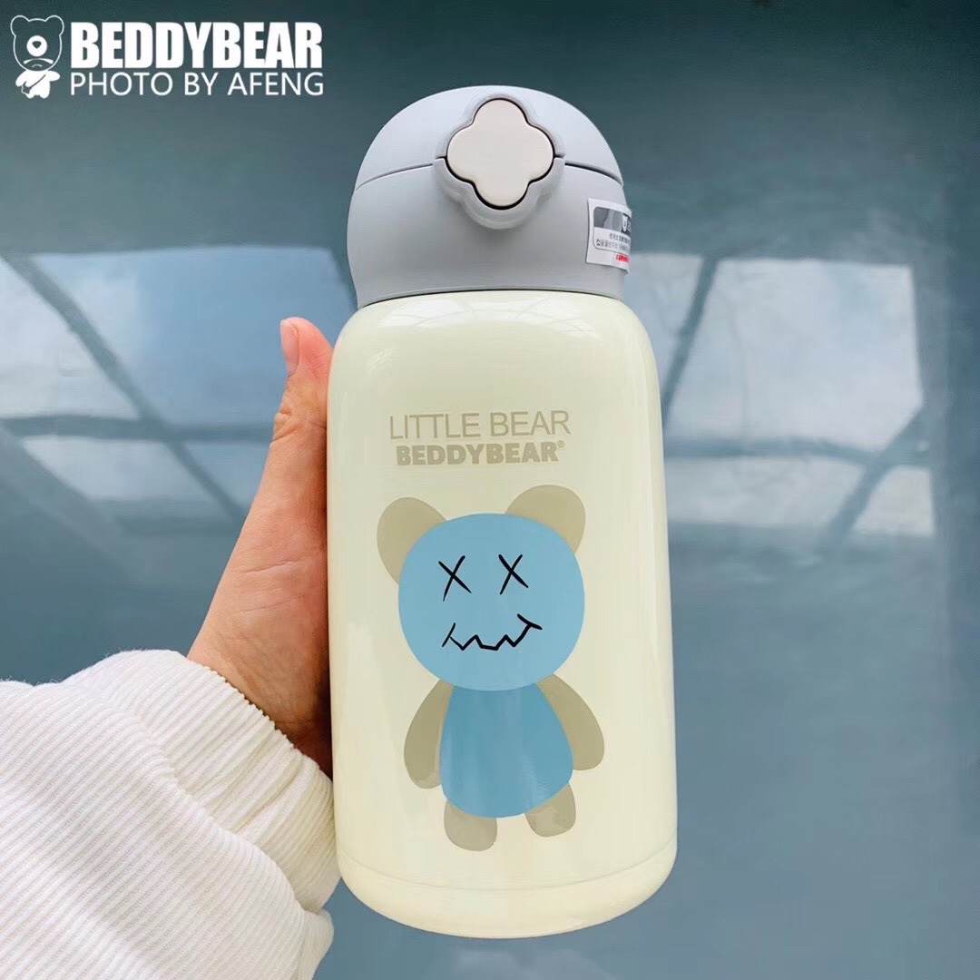 杯具熊BEDDYBEAR儿童保温杯毛绒316不锈钢三用带吸管斜挎幼儿园宝 - 图0