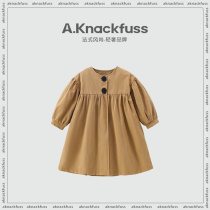 French A Knackfuss childrens clothing ~ girls dress 2023 autumn new fashion two-grain button children princess dress