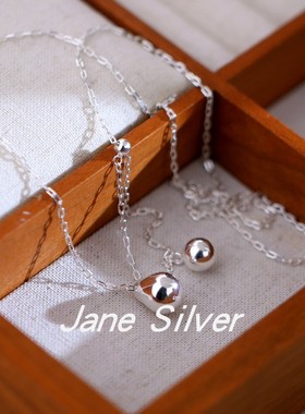 925纯银女毛衣链水滴项链