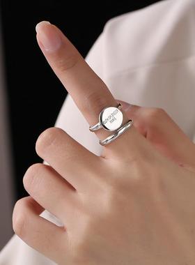 韩版戒指S925银字母小众设计感女