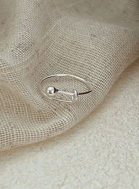S925纯银圆珠推拉戒指女