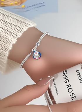 机器猫手链925银叮当猫韩版女