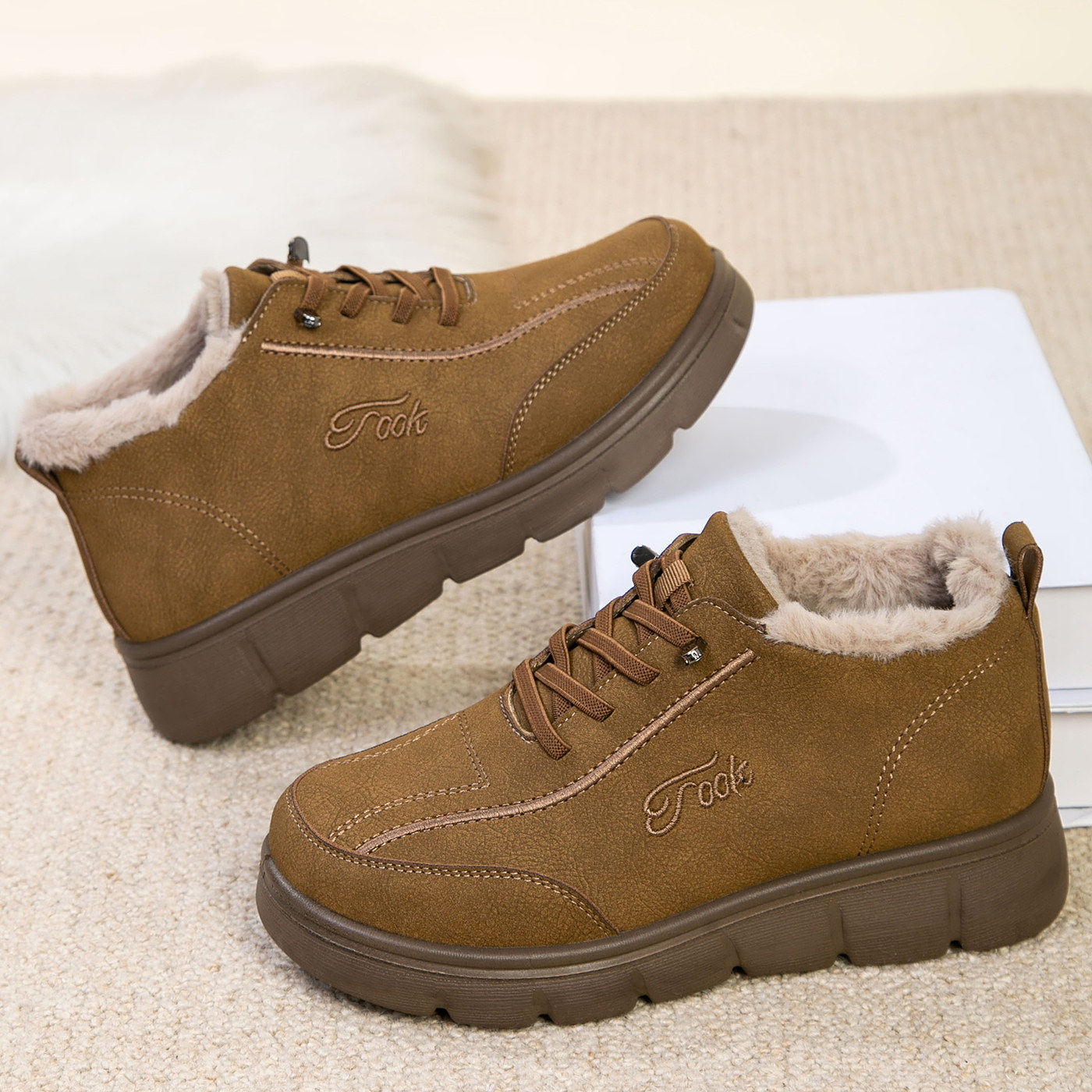 毛毛鞋女外穿2025冬季新款休闲鞋保暖妈妈棉鞋中老年防滑软底棉靴,淘宝优惠券,粉丝福利购,淘宝优惠卷