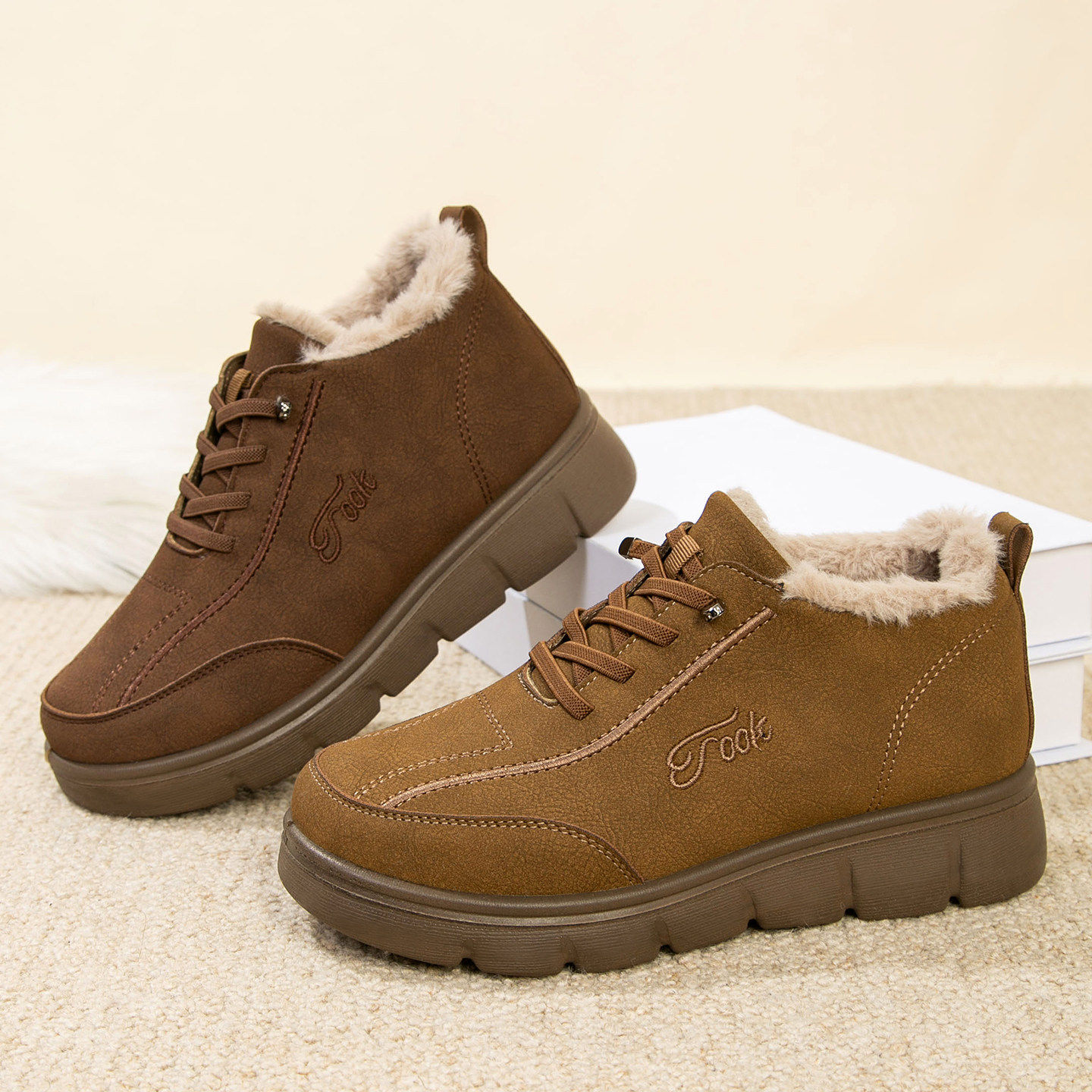 毛毛鞋女外穿2025冬季新款休闲鞋保暖妈妈棉鞋中老年防滑软底棉靴,淘宝优惠券,粉丝福利购,淘宝优惠卷