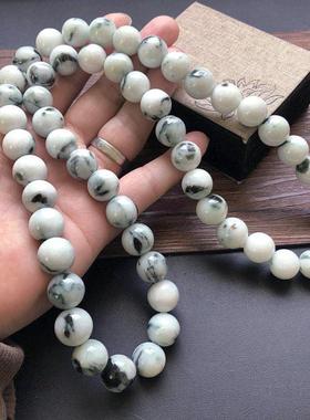 男士 天然翡翠A货粗项链加长玉石珠链送父亲爱人老公长辈玉珠礼物
