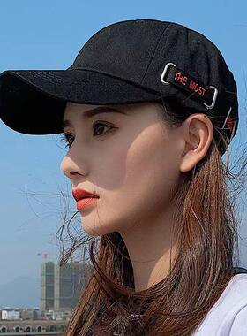 新款棒球帽网红简约字母遮阳鸭舌帽女款春夏季防晒遮脸太阳帽男款