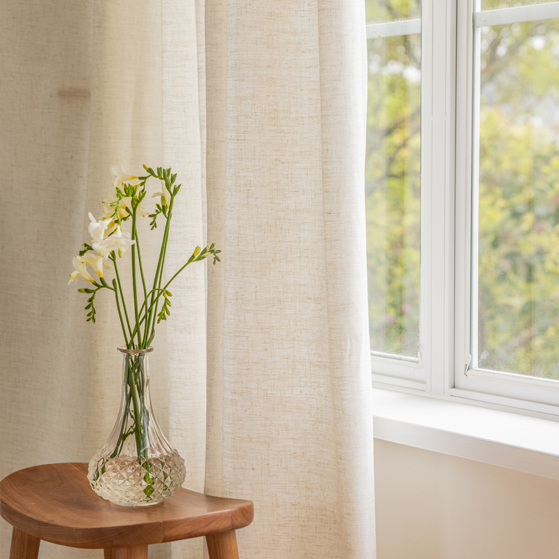 亚麻窗帘北欧简约现代棉麻文艺日式和风客厅卧室阳台飘窗遮光定制