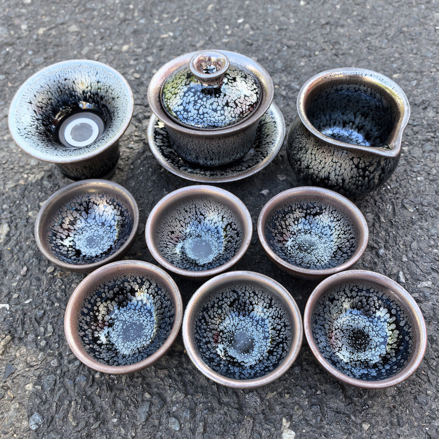 建盏茶具套装盏茶杯原釉铁胎手工建阳油滴盖碗分茶器过滤茶漏配件,淘宝优惠券,粉丝福利购,淘宝优惠卷